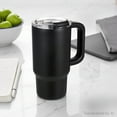 thumbnail image 3 of Mainstays 18 oz Black Double Wall Stainless Steel Tumbler with Handle, Flip Lid, 3 of 7