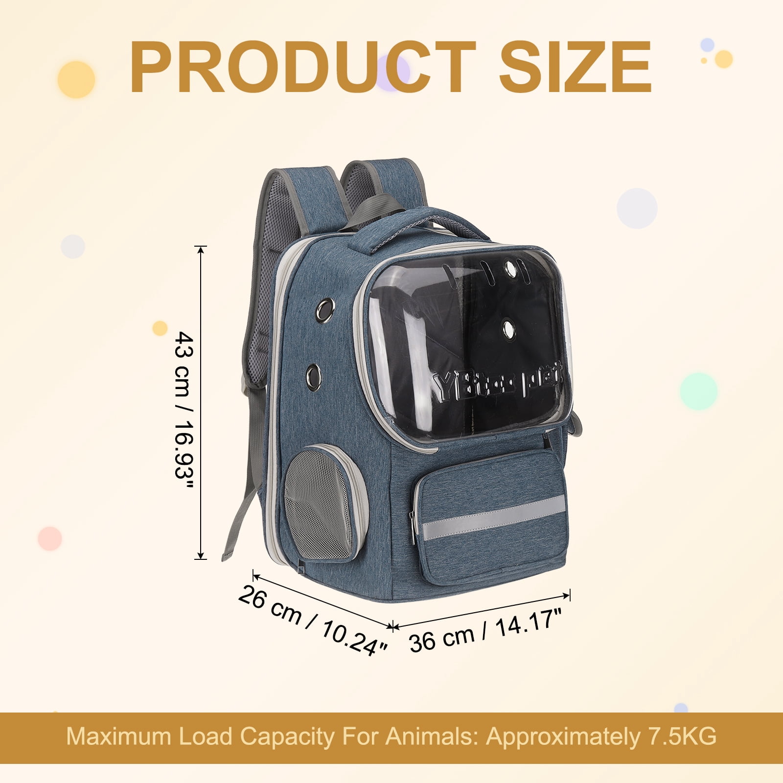 Uxcell Pet Portable Travel Backpack for Small Dog with Transparent Cover, Blue