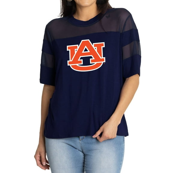 Women's Navy Auburn Tigers Relaxed Avery Power Mesh Fashion Jersey