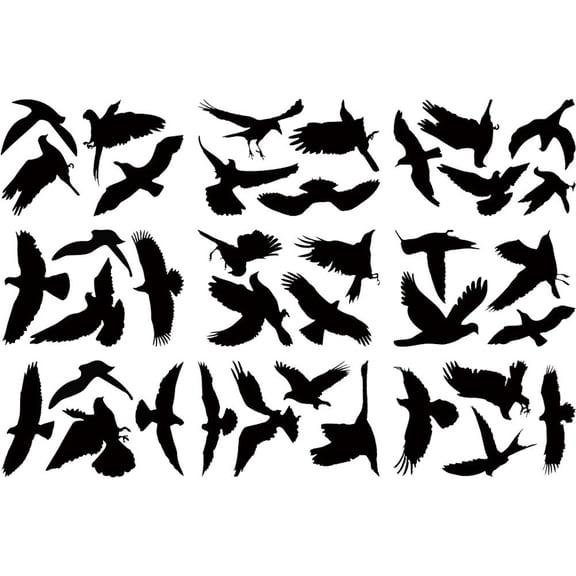 vlrwzc 36pcs Black Bird Glass Window Sticker Anti-Collision For Birds Warnings Wall Sticker Static Electricity Removable Stickers