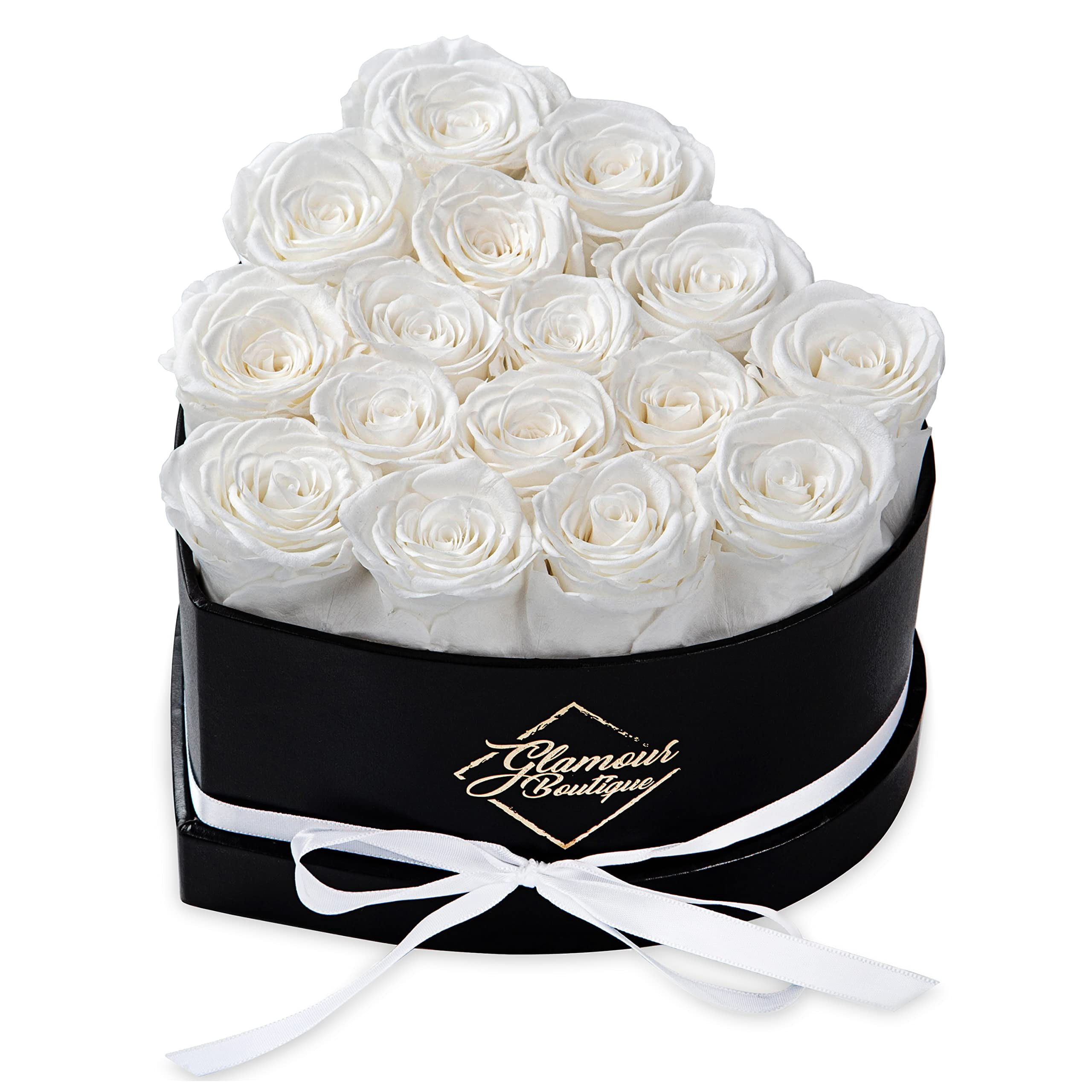 16-Piece Forever Roses In Heart Box - Preserved Real Roses Last 3 Years, Birthday Valentine's Gift