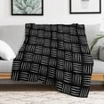 thumbnail image 5 of Black Woven Texture Print Flannel Blanket Lightweight Blanket for Couch Sofa Bed, Super Soft Cozy Print Warm Blanket, 5 of 7