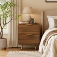 thumbnail image 2 of Holliwill Nightstands Set of 2 with Charging Station, Modern Bedside Table End Table with 2 Drawer for Bedroom Living Room, Walnut, 2 of 12