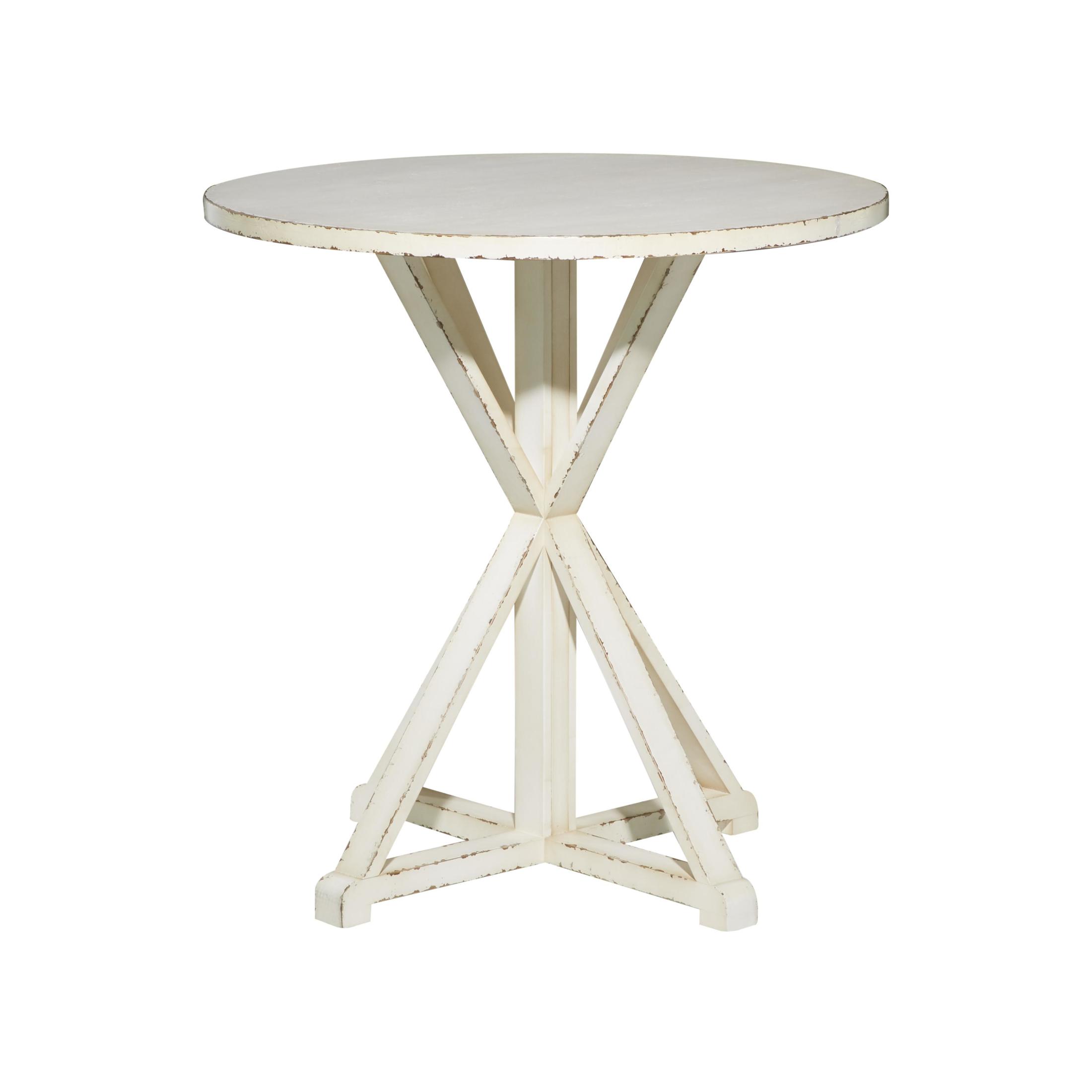 DecMode 29" x 31" White Wood Accent Table with X Shaped Legs, 1-Piece
