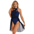 thumbnail image 2 of Aislor Womens Halter Neck Chiffon Leotard Dress Dancewear Lyrical Dance Costume, 2 of 7