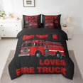 thumbnail image 2 of 7 Pcs Red Fire Truck Comforter Set Full Size,Tractor Bed in a Bag with Flat Sheet and Fitted Sheet,Construction Excavator Bedding Set with Pillowcase and Sham Reversible, 2 of 5