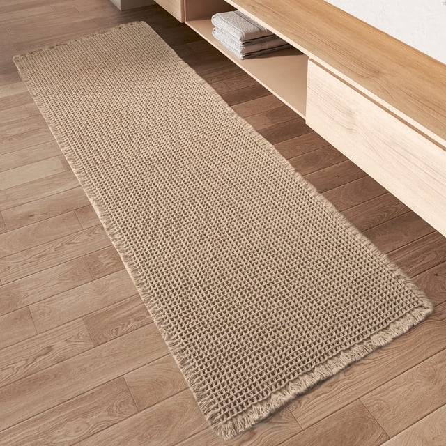 Rvolst Bath Mat Rug for Bathroom Waffle Woven Bathroom Mat Super Absorbent Machine Washable Non Slip Farmhouse Boho Bathroom Rug 61x122cm Br