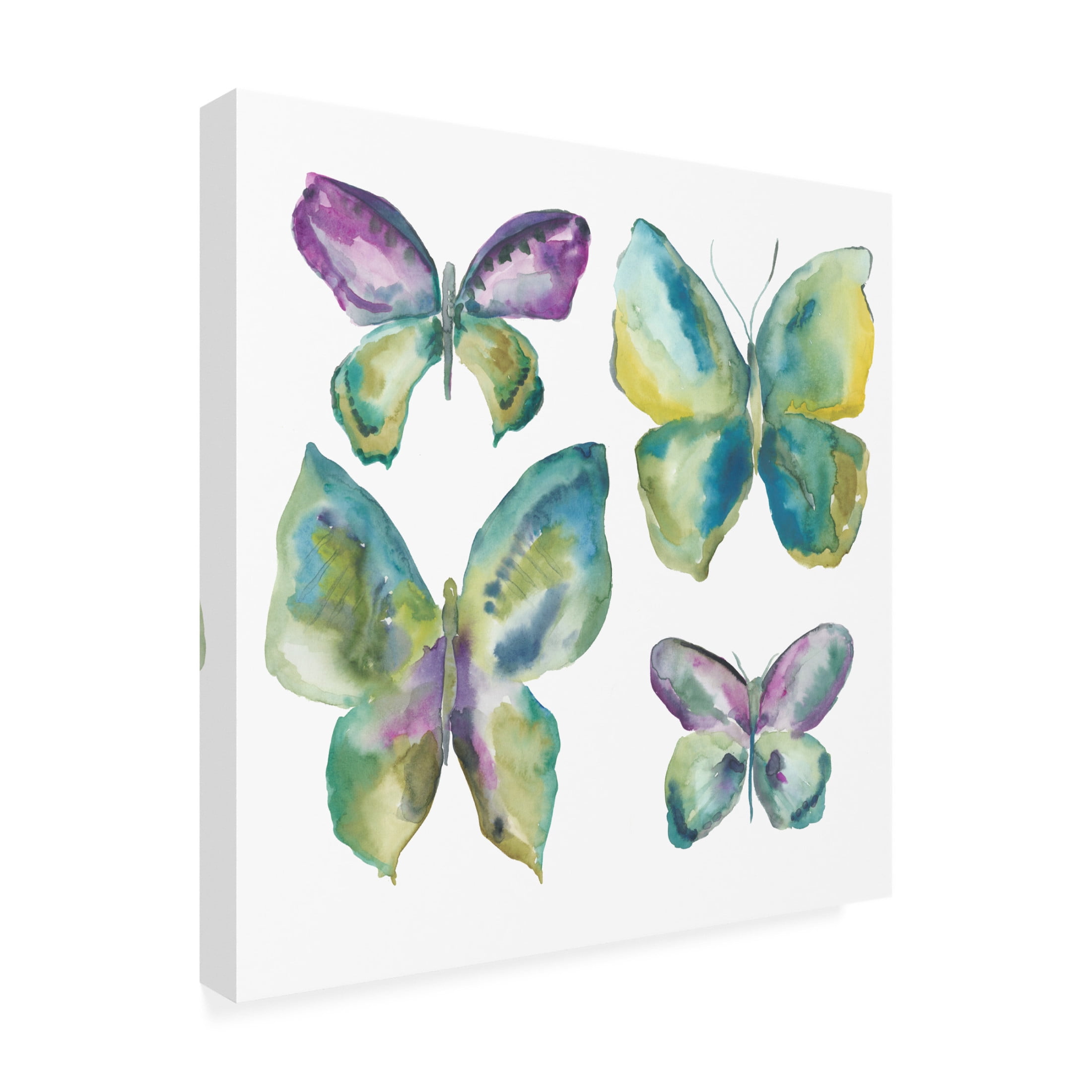 Canvas Wall Art - Chariklia Zarris 'Jeweled Butterflies I' Wall Art for Living Room, Bedroom, or Office Décor by Trademark Fine Art - 18 x 18 Inches