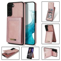 Allytech Leather Wallet Case for Samsung Galaxy S22 with RFID Blocking Card Slots Magnetic Button Kickstand Function Business Style Men Women Case For Samsung Galaxy S22,Rosegold