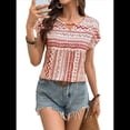 thumbnail image 3 of Blusas de Verano de Corta para Mujer, Blusas Elegantes e Informales, Color Rojo, Talla M, 3 of 9