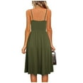thumbnail image 2 of Robe d'Été pour Femmes Robe pour Femmes Été Femmes Mode Été Bord de Mer à Bretelles Sans Manches Col en V Couleur Unie Robe Décontractée, 2 of 8