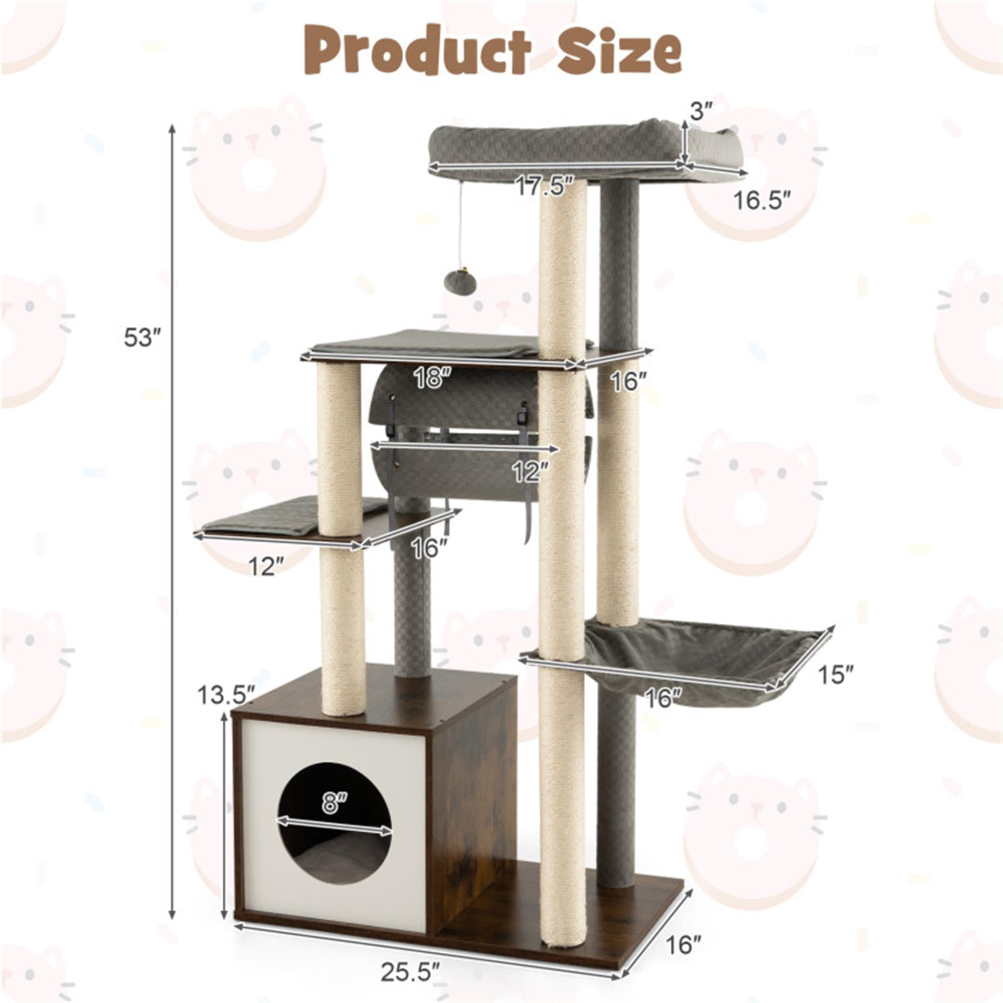 Pefilos 53" Modern Cat Tree Tower for Indoor Cats, Multi-Level Cat Condo with Scratching Posts, Perch, Washable Removable Cushions, Cat Tree House, Gray Pefilos 53" Modern Cat Tree Tower for Indoor Cats, Multi-Level Cat Condo with Scratching Posts, Perch, Washable Removable Cushions, Cat Tree House, Gray