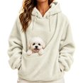 thumbnail image 2 of Flannel Pet Pouch Hoodie For Women, Ultra-Soft Pocket Front Sweatshirt, Pet Carrier Sweater For Small Dogs & Cat, White, XXL, 2 of 4