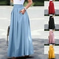 thumbnail image 2 of Utoimkio Women's Ruched Ruffle High Elastic Waist Midi Skirt Casual A Line Zipper Pleated Skirts, 2 of 5