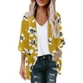 thumbnail image 2 of Khaki Kimono Cardigans for Women,Kimono Cardigans for Women Summer Floral Print Puff Sleeve Chiffon Tops Lightweight Loose Cover Up Casual Blouse Tops, 2 of 4