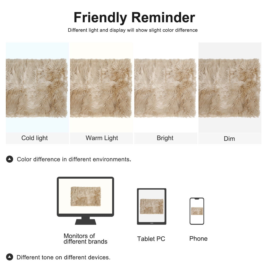 Unique Bargains Faux Sheepskin Rugs Plush Area Rug Khaki 2x3 Feet