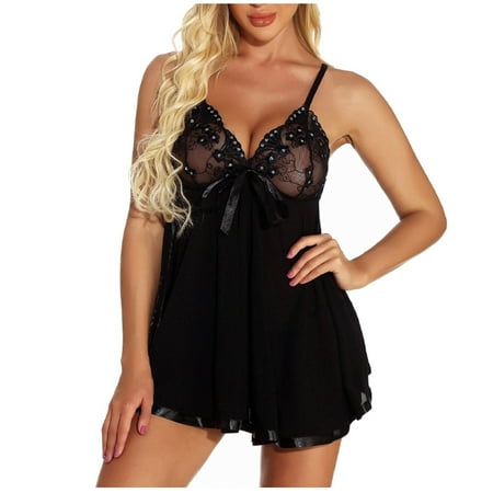 Women Plus Size Negligee Lingerie Naughty Cute Chemise Babydolls Sexy V Neck Sleepwear See Through Nightgowns S-6X