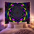 thumbnail image 2 of Spiral Geometric Vortex on Black Background, Energetic Psychedelic for Gamers, Optical Illusion Art, Halloween Gift, Tapestry Wall Hanging for Bedroom and Living Room, 2 of 7