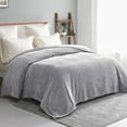thumbnail image 3 of Exclusivo Mezcla Twin Size Jacquard Weave Wave Pattern Flannel Fleece Velvet Plush Bed Blanket as Bedspread/Coverlet/Bed Cover (90" x 66", Light Grey), 3 of 8