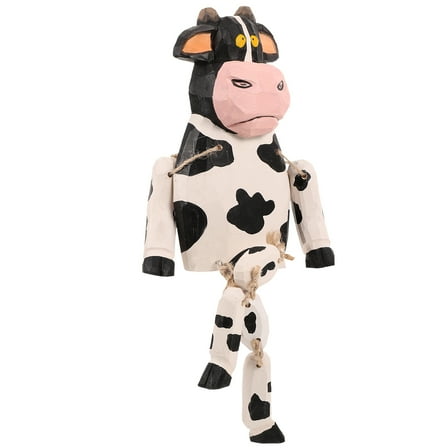 FOMIYES  Cow Figurines with Long Leg Mini Wood Carving Ornaments