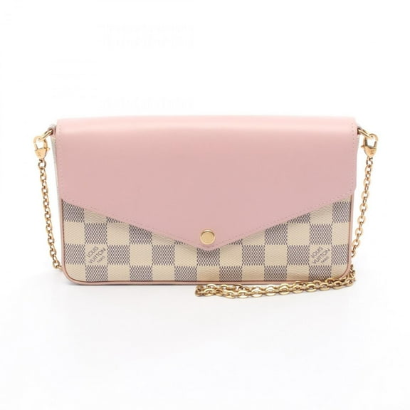 Pre-Owned Louis Vuitton Felicie Damier Azur and Oud Rose Pochette Shoulder Bag in... (Fair)