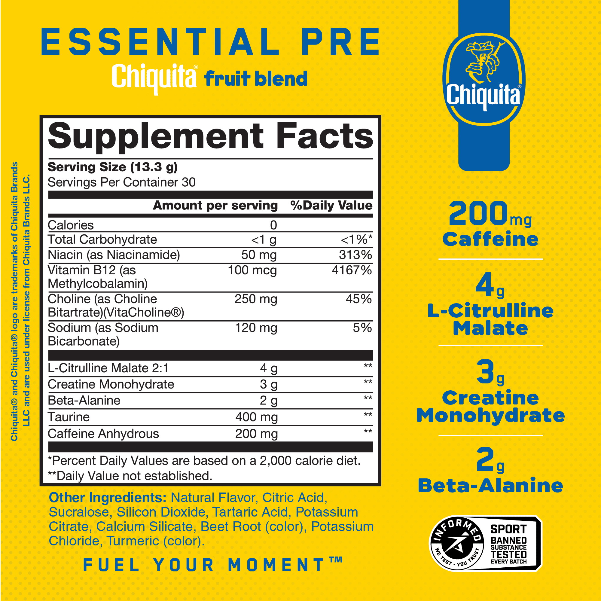 AN Supps Essential PRE Workout Powder Pineapple Strawberry, 200mg Caffeine, No Sugar, Vegan, Gluten & Soy Free, Chiquita® Natural Flavor, Pre-Workout Energy Drink – 30 Servings