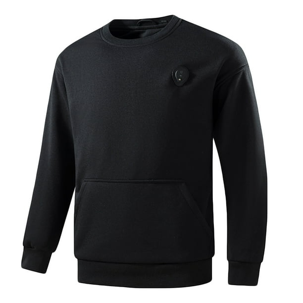 Sudadera sin capucha para hombre, informal, de moda, lisa, de manga larga, para exteriores, deportiva, con capucha, blusa de poliéster