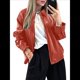 thumbnail image 2 of Chaquetas de para Mujer, Abrigos de Motociclista de Imitación de Gran Tamaño, Ropa de Moda para Otoño Rojo M, 2 of 8