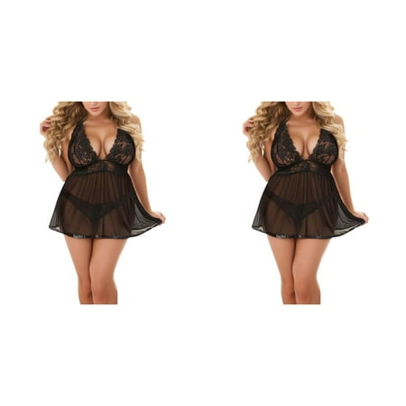 2 Pack Women Lingerie Plus Size Open Back Lingerie Lace Sleepwear Womens Lingerie Stockings Padded Strapless Bras for Teens plus Size Hot Lingerie for Women for Women Lace Apron