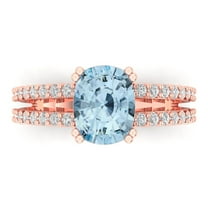 Solitaire with Accents Engagement Ring for Women - 3.48ct Simulated Blue Diamond in 18K Rose Gold Promise Ring