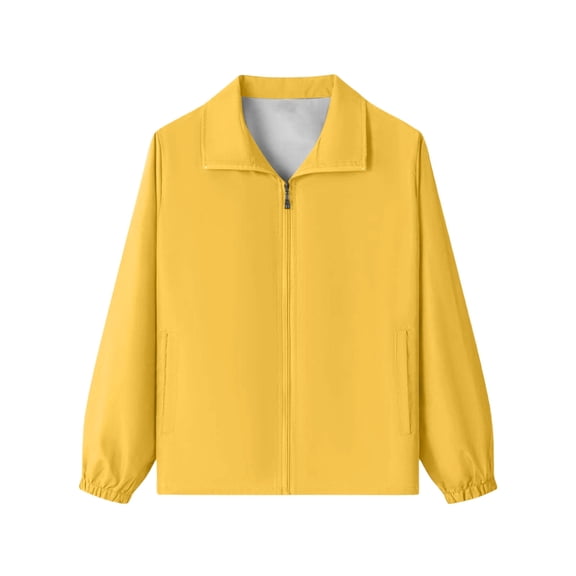 StSilkitty Full Zip Casual Jacket for Boys Girls Solid Color Long Sleeve Collared Jackets Lightweight School Uniform Coat