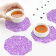 thumbnail image 7 of Honeii Lilac Glittering Print Leather Coaster Set of 6, Ideal for Safeguarding Your Furniture from Drinks Spills and Effortless Cleanup,Octagon, 7 of 7