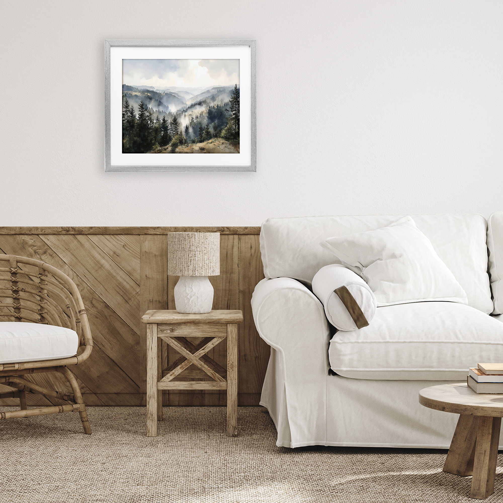 Stupell Industries Misty Tree Tops Vista Gray Framed Print Under Glass, design by Franklyn Gregory