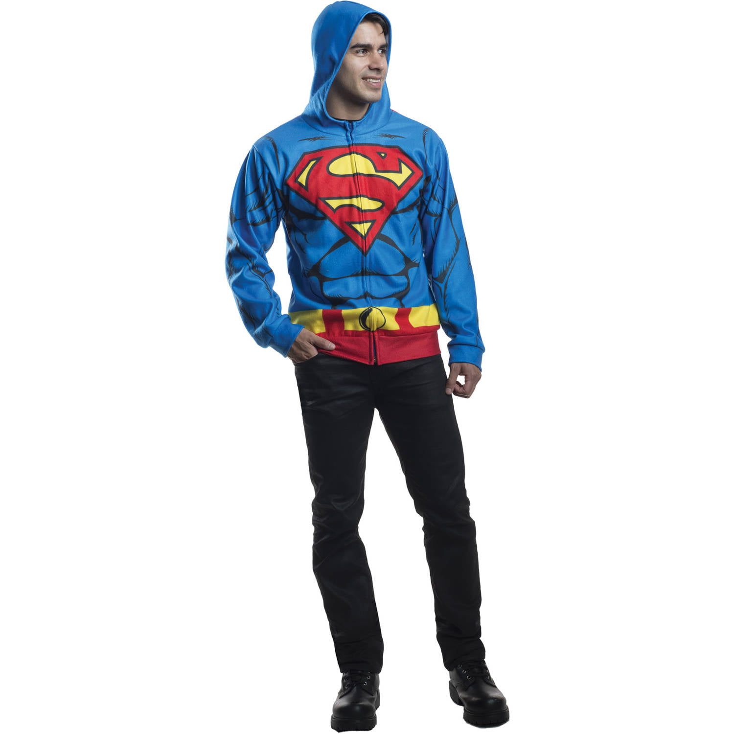 Superman Super Hero Adult Stag Halloween Party Outfit Mens Fancy Dress Costume