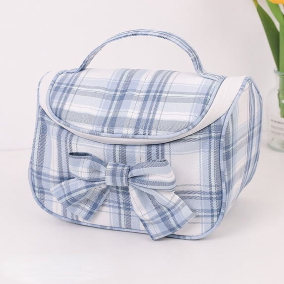 Convenient Travel Zipper Bowknot Storage Bag Wash Bag Beauty Pouch Toiletries Organizer Cosmetic Bag Makeup Bag BLUE