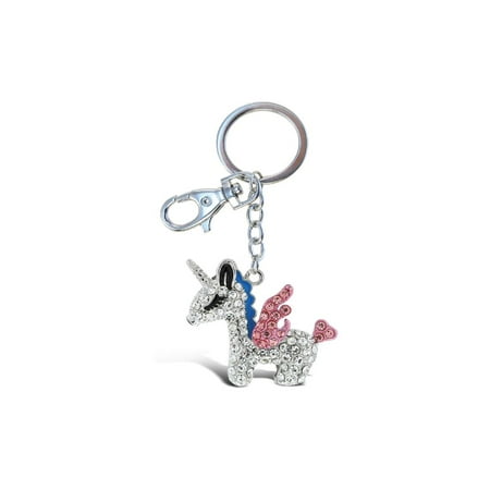 Crystal Personalized Key Ring - Aqua79 Crystal Charm Keychain, Rhinestone Silver Women Key Ring - Unicorn