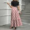 thumbnail image 2 of TQWQT Casual Dresses for Women Short Sleeve Cute Maxi Dresses Polka Dot Print Long Modest Patchwork Ruffle Hem A Line Dress Wedding Guest Teacher Clothes Pink M, 2 of 4