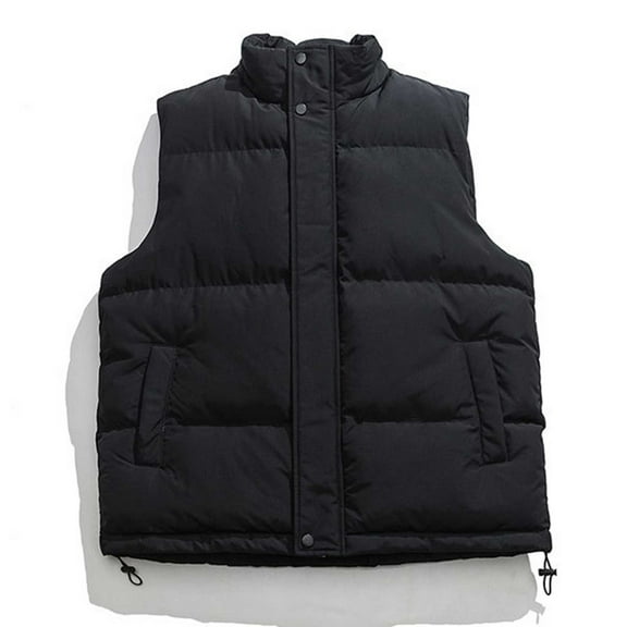 Dagegui Men's Sleeveless Jackets Quilted Puffer Stand Collar Vest Lightweight Outdoor Running Athletic Coats with Pockets Black S
