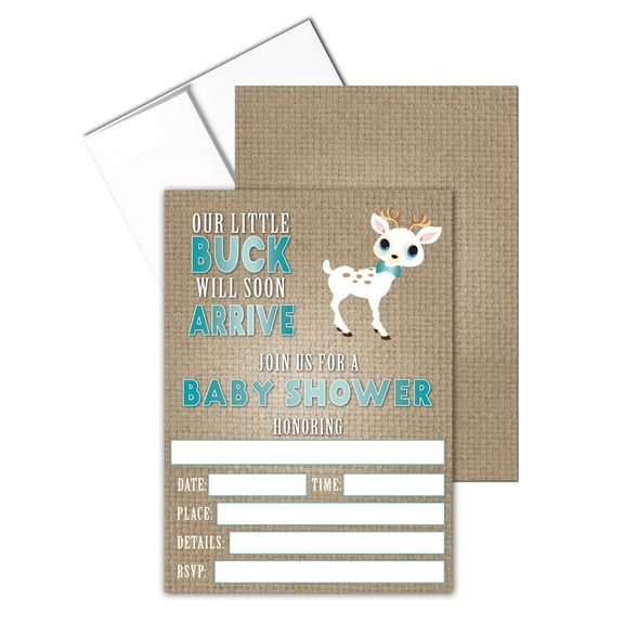 Stonehouse Collection Baby Shower Invite with Envelopes - 25 Invitations