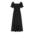 thumbnail image 3 of Baikeli Clearance Boho Dresses Maxi Dresses for Women 2024 Square Neck Sundress Ruffle Puff Sleeve Outfits High Waist Dresses Slim Fit Beach Dress Womens Vacation Dresses, 3 of 7