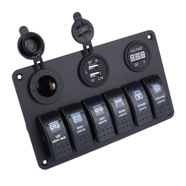 On Off Panels, 8-30V Sealing Toggle Switch Panel For Car Boats ANGGREK 6 Gang LED Switch Panel
