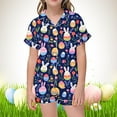 thumbnail image 2 of RMGVDSD Girls Easter Day Pajamas Set Children's Fashion Cute Easter Printed Button Down Lapel Short Sleeved Top Shorts Sleepwear Set Soft Nightwear Nightgown, 2 of 5