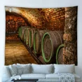 thumbnail image 2 of Tapiz de bodega vintage con barril de roble antiguo, fondo de pared de ladrillo de granja campestre, colgante de pared para sala de estar, dormitorio, decoración del hogar, 2 of 5