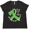 thumbnail image 3 of Inktastic Love and Care Mental Health Awareness Green Ribbon Women's Plus Size T-Shirt, 3 of 5