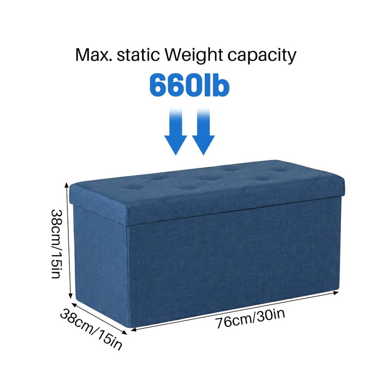 Gianna 30 Inches Folding Storage Ottoman Bench, Storage Chest, Foot Rest Stool