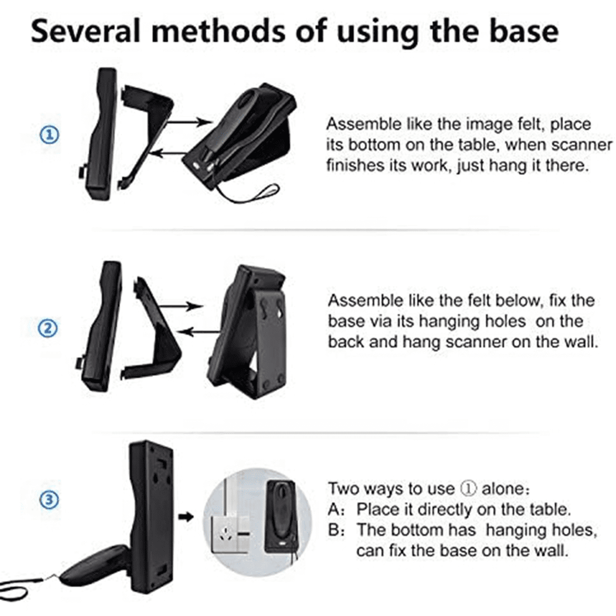 Bluetooth Wireless Barcode Scanner Handheld USB Barcode Reader Scanner with Charging Base with Vibration Alert