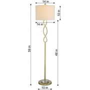 Maxax 59 Modern Gold Floor Lamp with White Drum Shade, 3-Way Dimmable Standing Lamp for Living Room and Bedroom, E26 Base, Elegant Metal Design with Rotary Switch