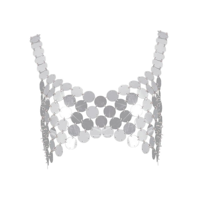 Crop Top de lentejuelas brillantes Hugo para danza del vientre