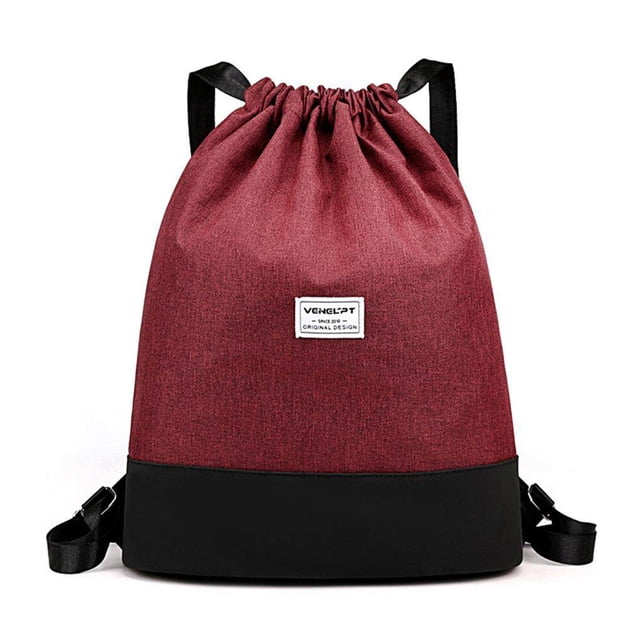 pitrice Drawstring Backpack Daypack Waterproof Gymsack Sports Gym Bag Pouch Backpack with Inner Zipper Pocket for Women Men