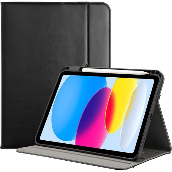 ProCase for iPad A16 11th Generation 11” 2025/iPad 10th Generation 10.9” 2022 with Pencil Holder, iPad 11/10 PU Leather Case -Black
